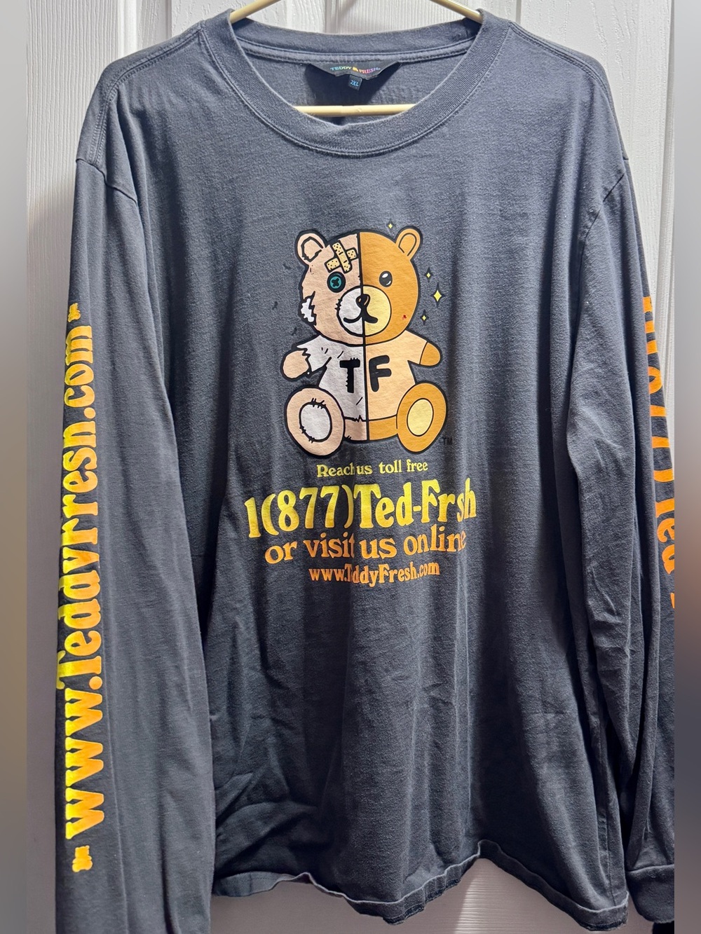 Teddy Fresh Kids Long-Sleeve Graphic Tee - Charcoal Gray